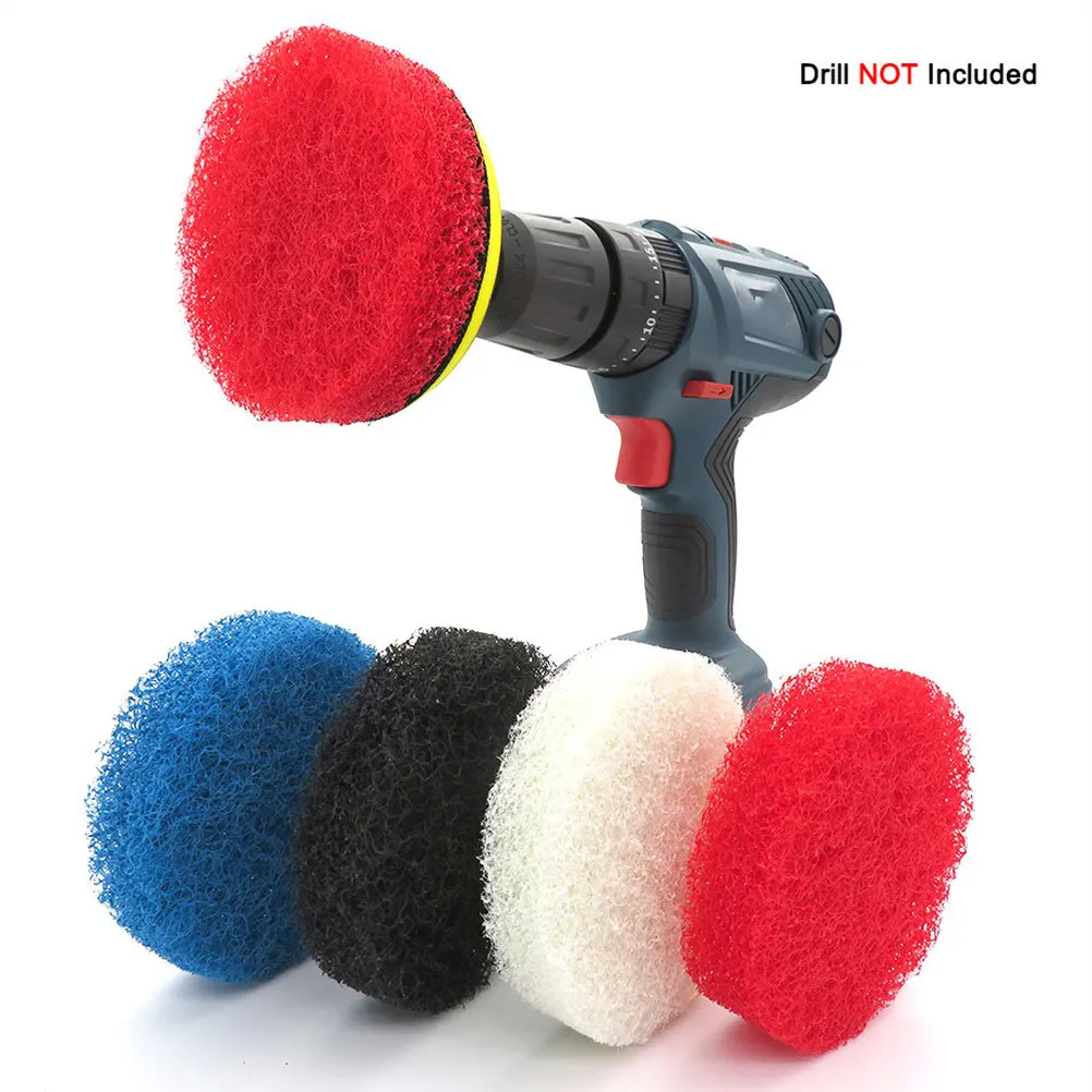 

4pcs Drill Cleaning Brush Attachment Scouring Pad Electric Scrubber for Bathtub Grout Bathroom Floor Tile Shower Toilet Carpet