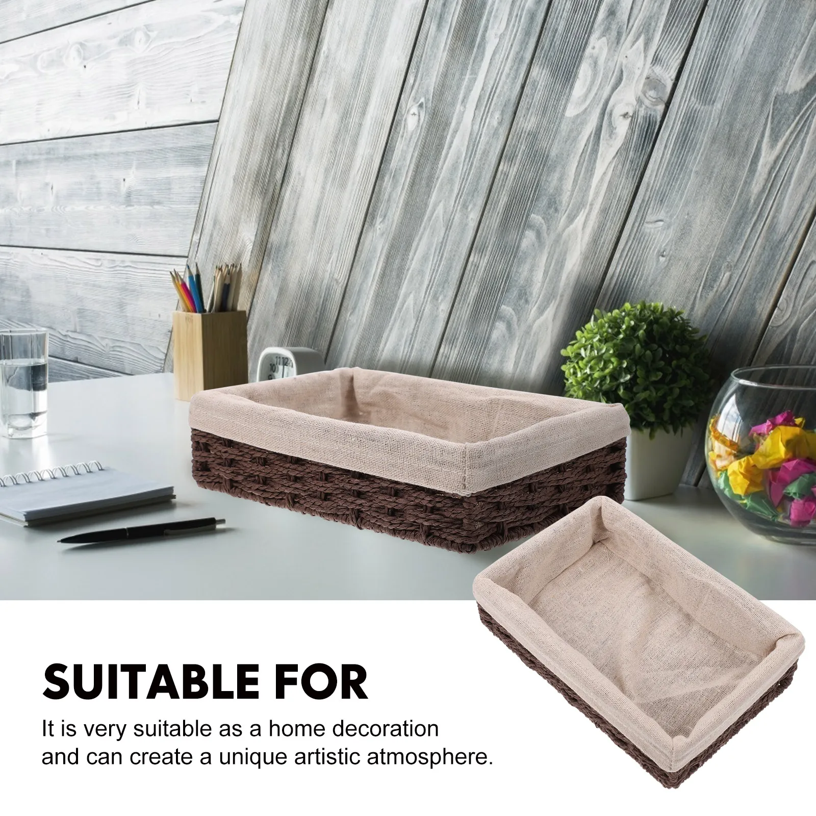 

Rustic Storage Basket H woven Desktop Decor Key Container Natural Fabric Twine Safe Excellent Production Wide Range