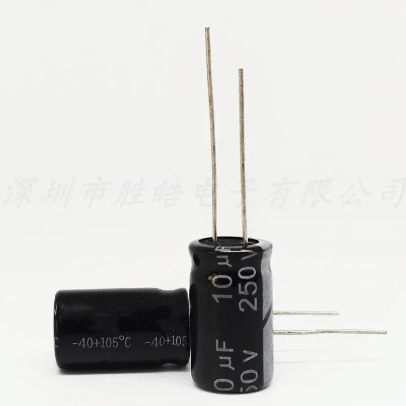 

(10PCS/100PCS) 250V10uF Series 10x16mm Aluminum Electrolytic Capacitor 250V10uF Straight Plug High Quality