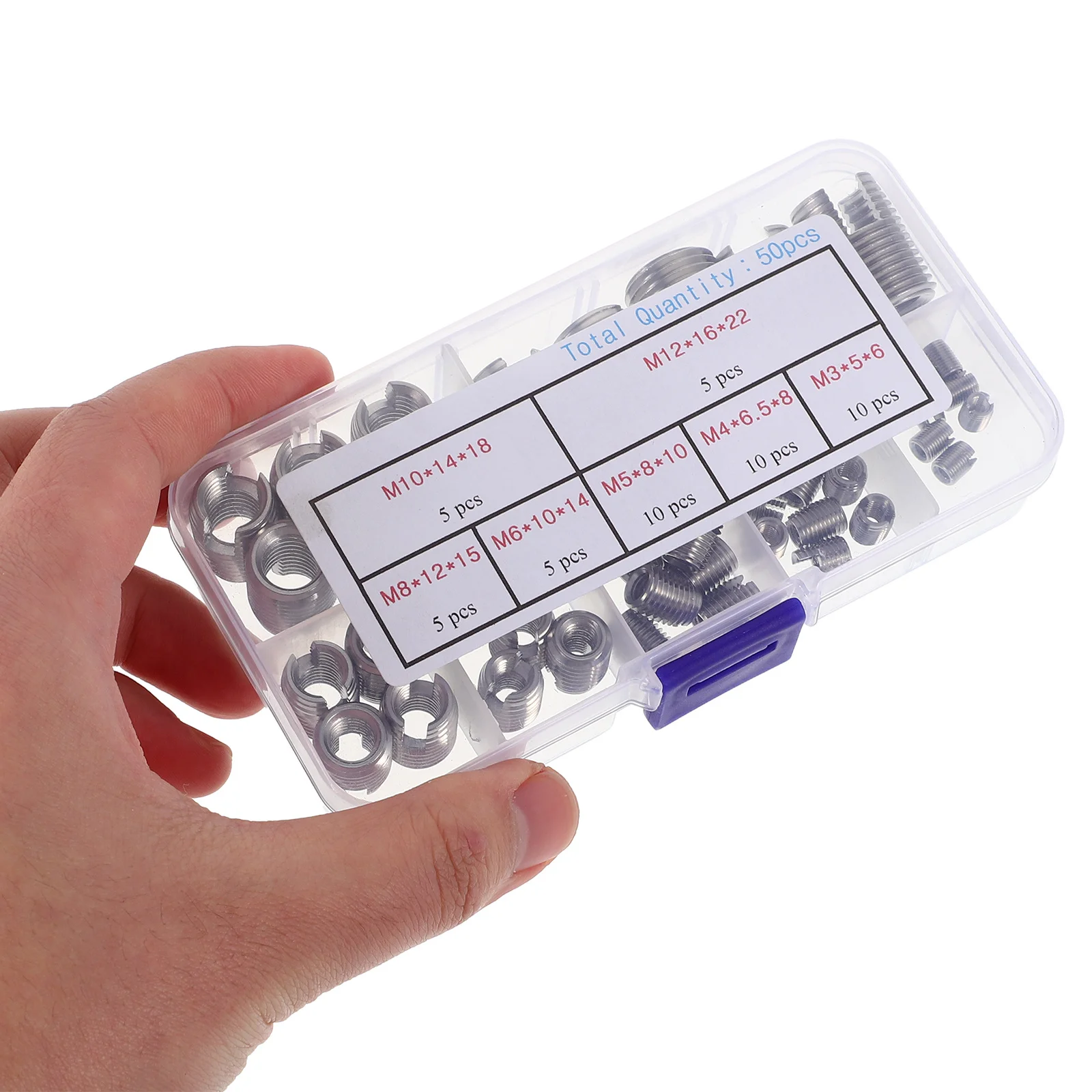 

50Pcs Stainless Steel Self Tapping Thread Inserts Repair Kit Slotted Design Quick Install Inner Thread Reinforce for Metal