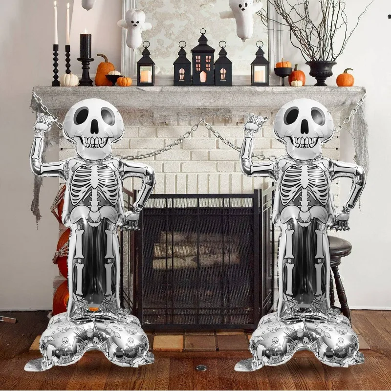 1 قطعة بالونات الهالوين العملاقة الدائمة نفخ الألومنيوم احباط بالون شبح اليقطين الجمجمة شواهد القبور بالونات زينة الحفلات