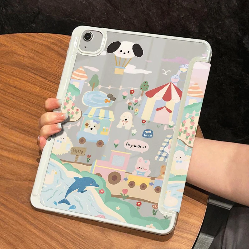 

Smart Cover Case IPad 6th Generation Case 9.7 Inch IPad Air 5 Air 4 10.9 10.2 9th 8th 7th Tablet Case Cute Animals Playing Shell