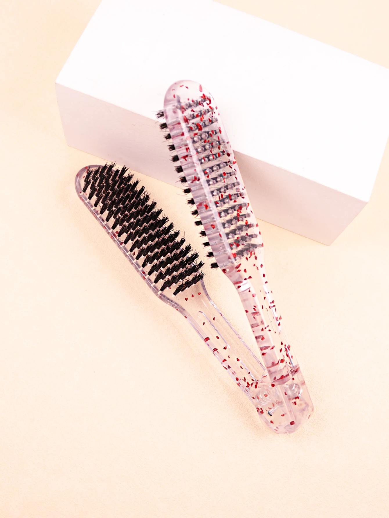 1PCS crystal professional straightener, bristle straight hair, dual brush, V-shaped comb clip, non damaging styling tool