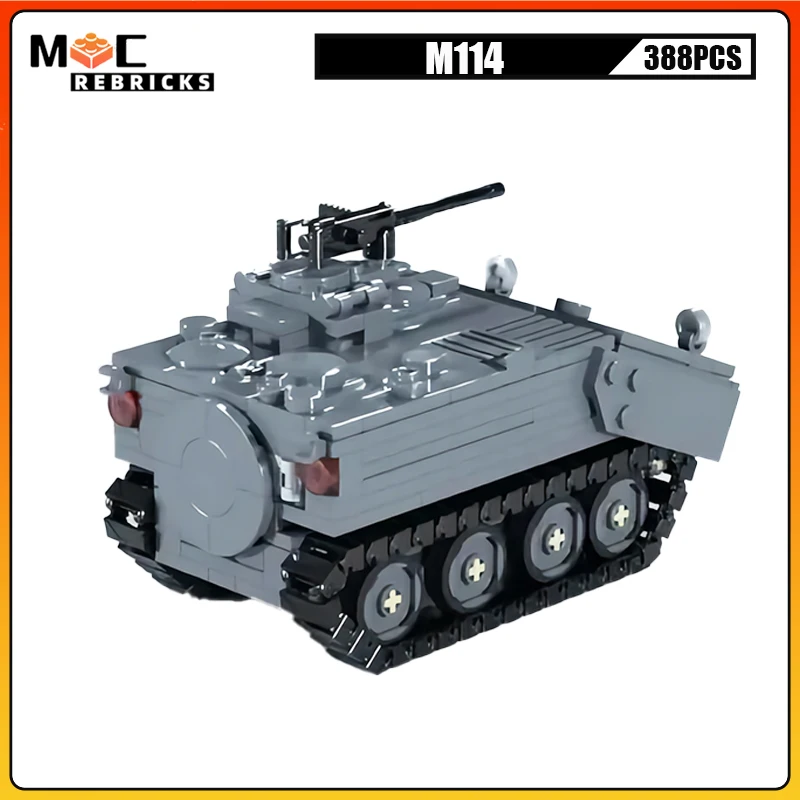 Lightweight Armor Vehicle M114 Tank Command Investigation Panzer Building Blocks Assembly Model Kids Educational Toy Bricks Gift