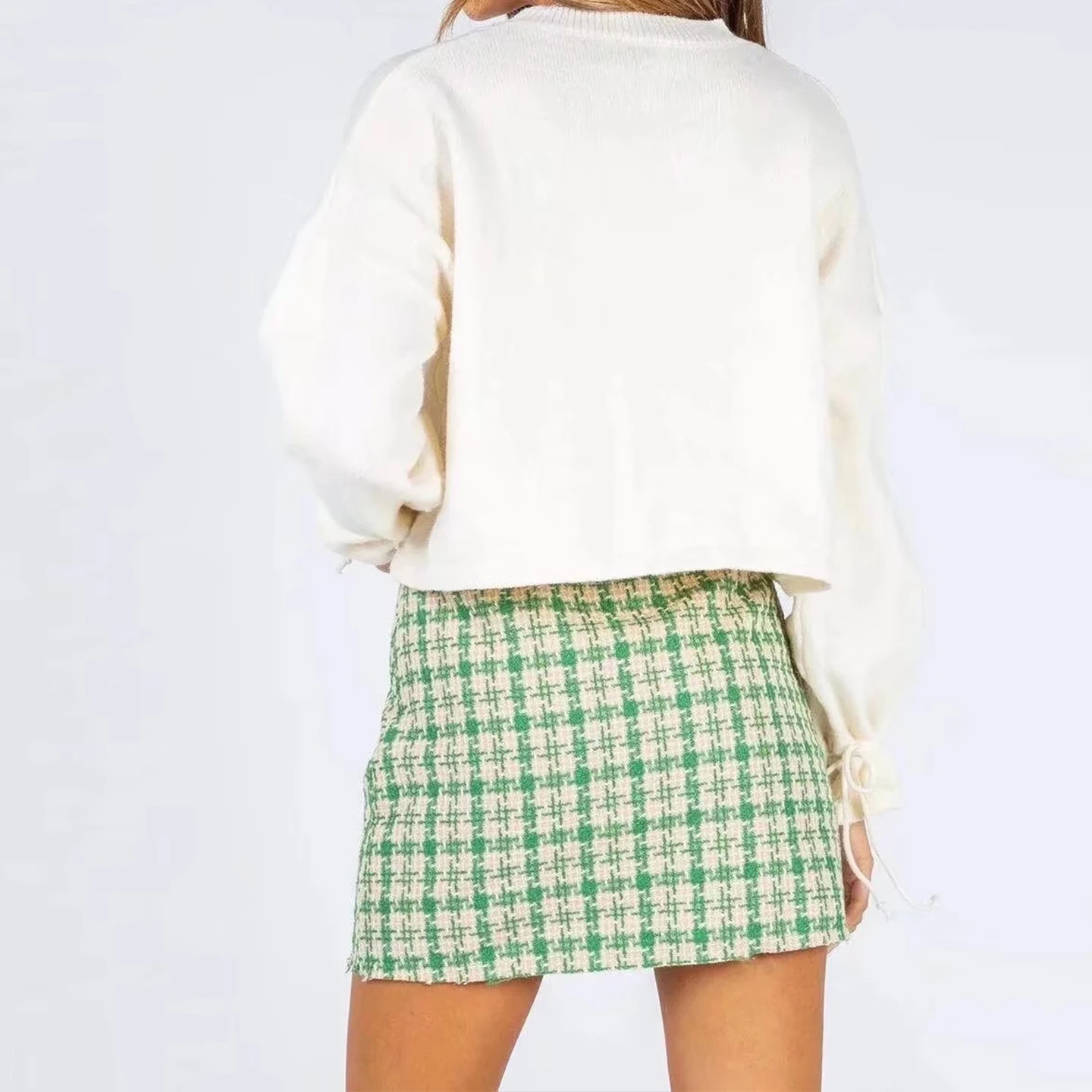 Casual Tweed Thi Weave High Waist Skirt Versatile Autumn 2025 New Women's Faion Simple Match All Seasons  Skirt