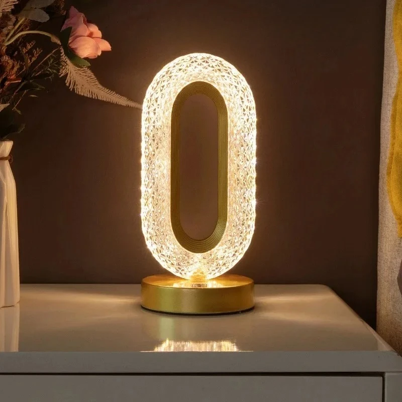 Moderne Luxus Oval USB Aufladbare Kristall Tisch Lampe Wohnzimmer Schlafzimmer Nacht Kreative Dekoration Atmosphäre Nachtlicht