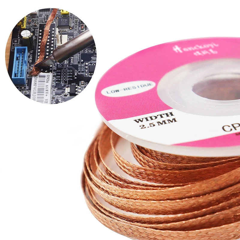 Welding Wire Desoldering Mesh Braid Tape Copper Welding Point Solder Remover Soldering Repair for Electronic PCB Circuit Board