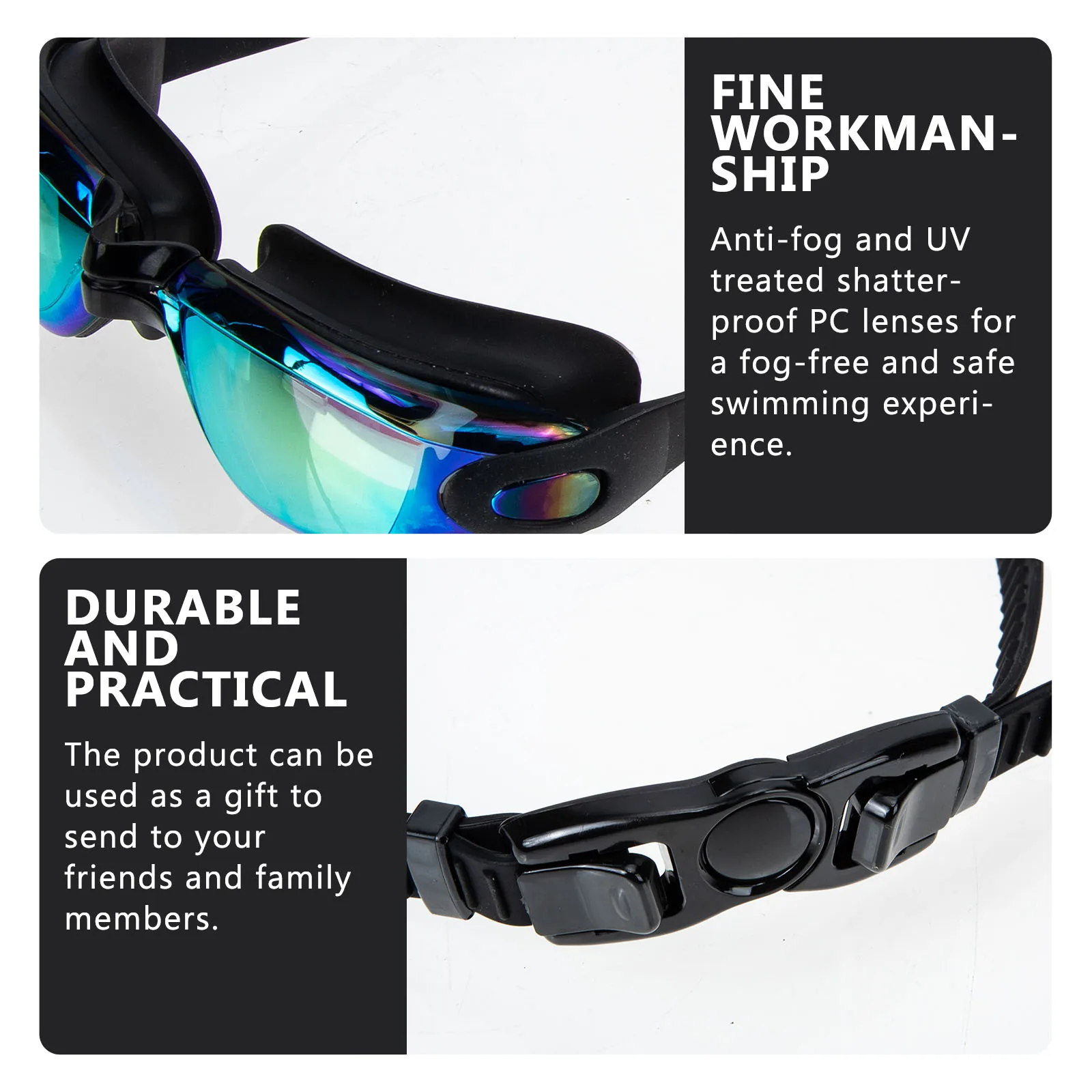 

2Pcs Swimming Goggles Anti Fog Silica Gel Professional Swim Glasses Lightweight Bathing Outdoor Shatterproof PCLenses