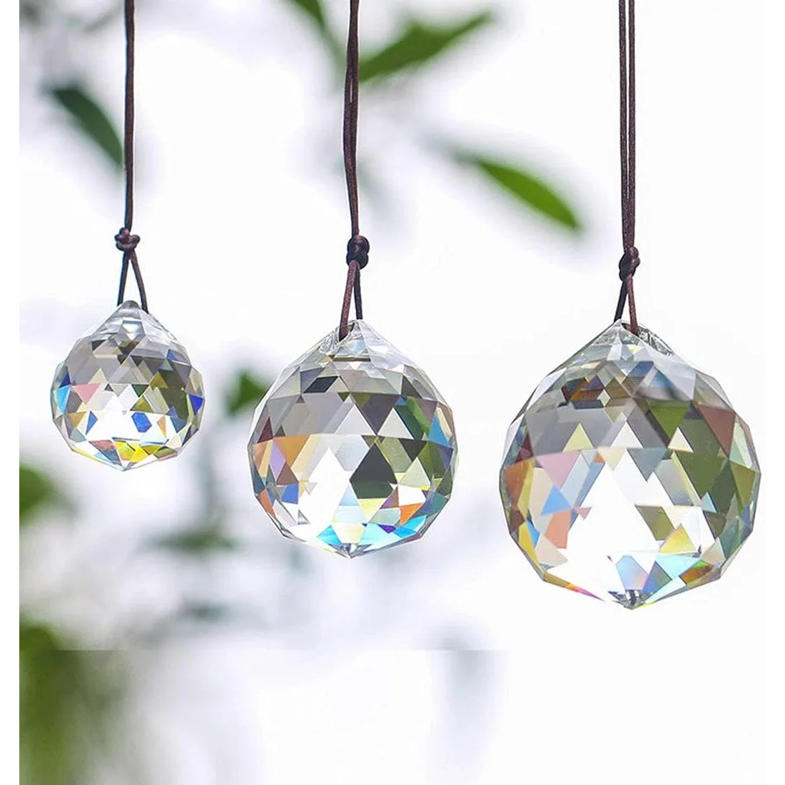 3pcs 30/40/50mm Faceted Crystal Ball Chandelier Prisms Ceiling Lamp Lighting Hanging Drop Pendants Wedding Christmas Decoration