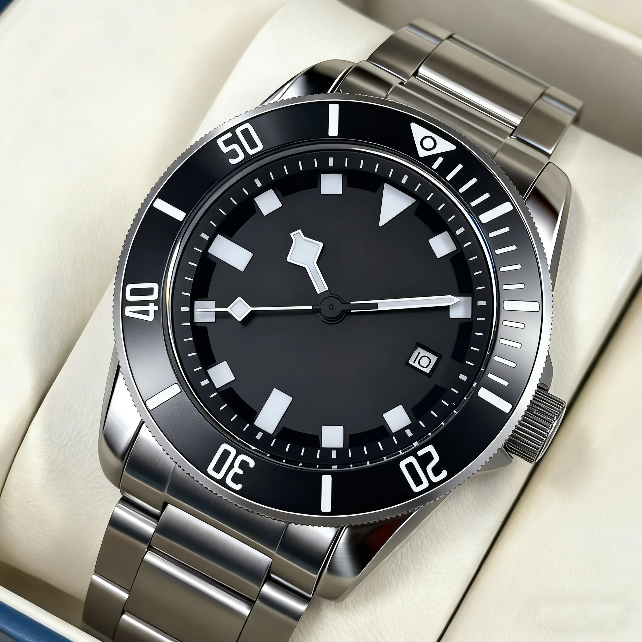 นาฬิกาข้อมือผู้ชายรุ่นใหม่ปี 2025 ระบบอัตโนมัติ ตัวเรือนไทเทเนียม นาฬิกาดำน้ำ กันน้ำ 120 คลิก นาฬิกาข้อมือระดับไฮเอนด์