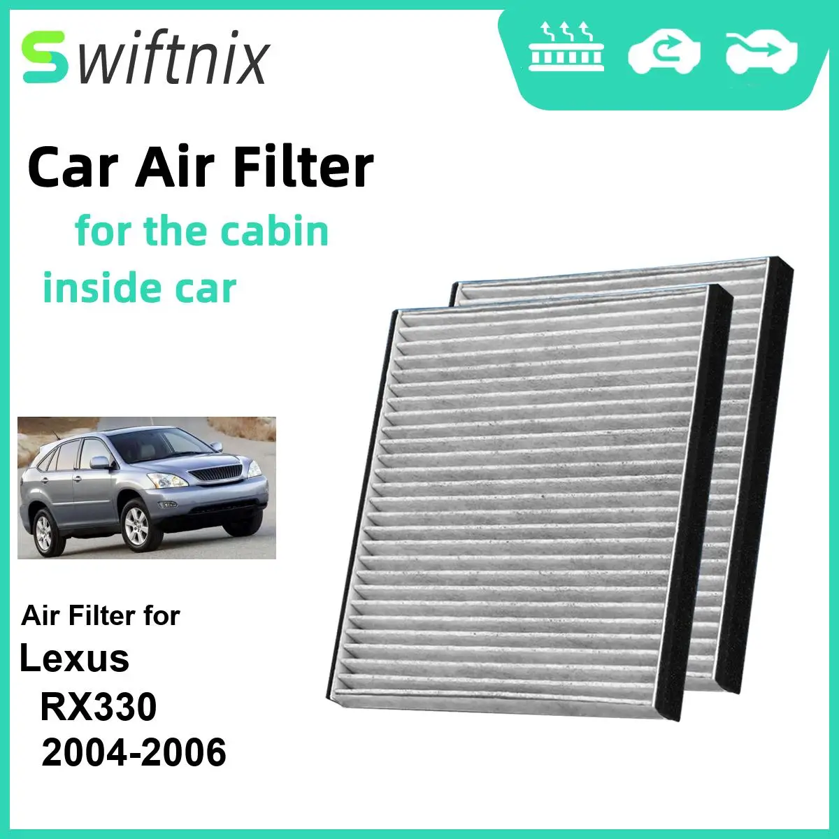 2PCS Activated Air Filter Calm Carbon Fiilter Cabin for Lexus RX330 2004-2006 CF10132 87139-06030 87139-32010 87139-YZZ05