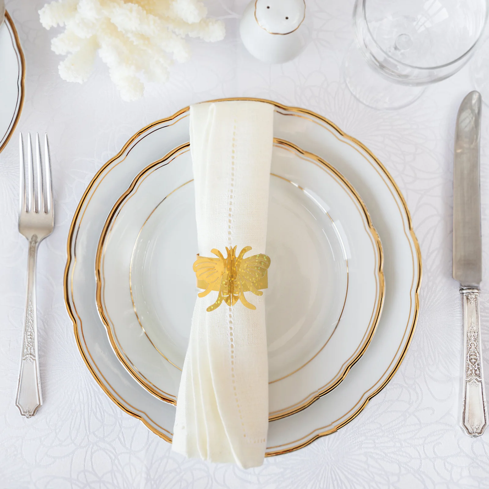 

50pcs Flashing Bee Napkin Rings Bumblebee Serviette Buckles For Cloth Napkins Easter Wedding Party Table Decor Dinner Napkin