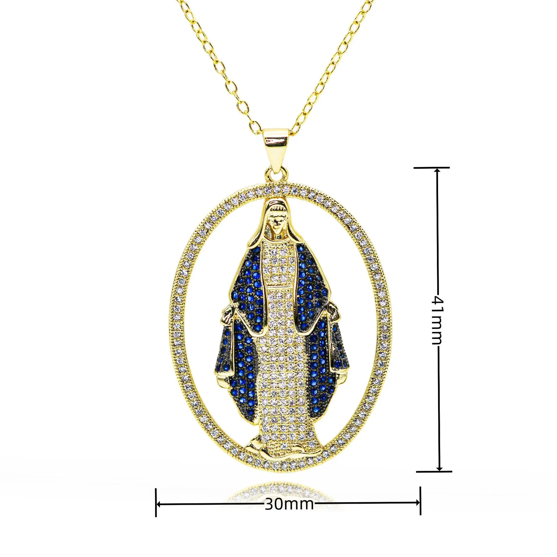 اليورو الأمريكية خمر الهيب هوب الزركون جزءا لا يتجزأ من البيضاوي مريم العذراء قلادة للجنسين قلادة #2