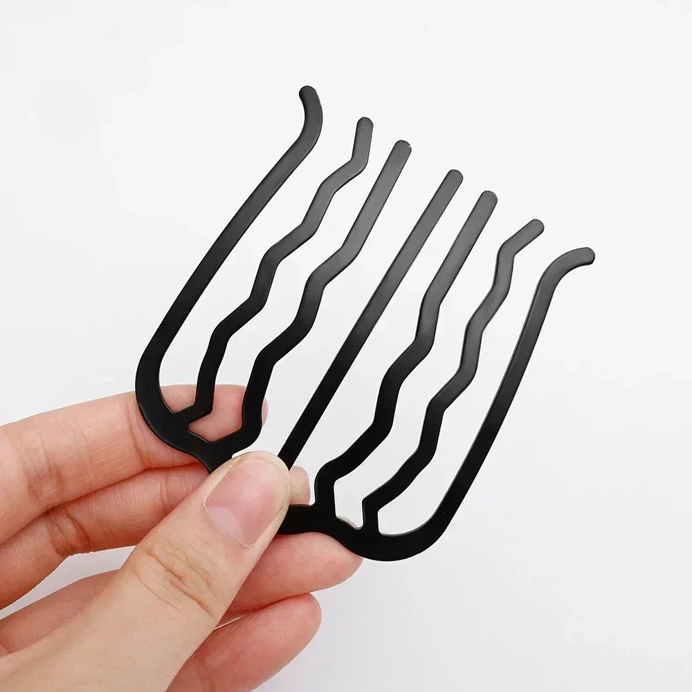 Black Metal Hairs Fork Clip Women Bride Hair Pin Combs Messy Bun Hairpin Clip Hooks Side Combs Updo Sticks Hairs Styling Tools