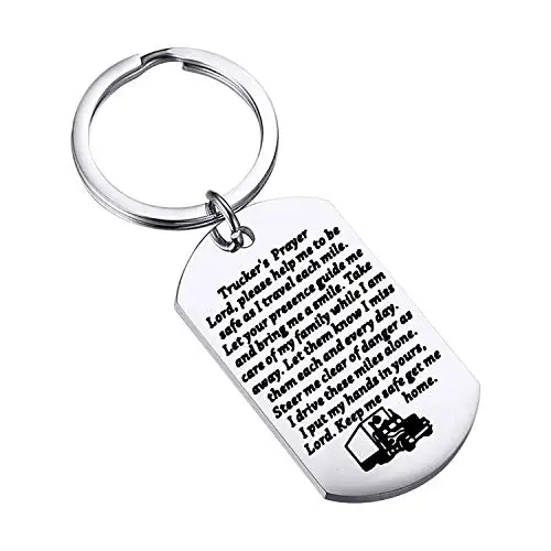 Truck Driver Gift Keep Me Safe Get Me Home Trucker's Prayer Keychain Gift for Truck Drivers Dad Husband Father of the Bride Gift