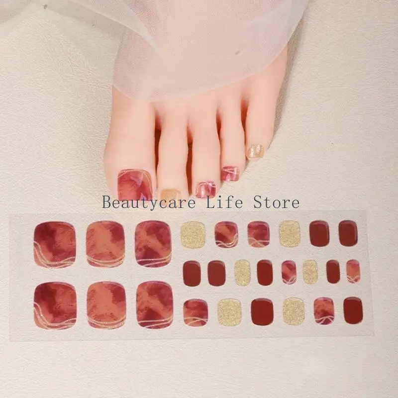 

652C Salon Gel Toenail Strips Quick Dry Gel Wraps UV/LED Lamp Needed Fashionable Toenail Appeal for Women and Girls