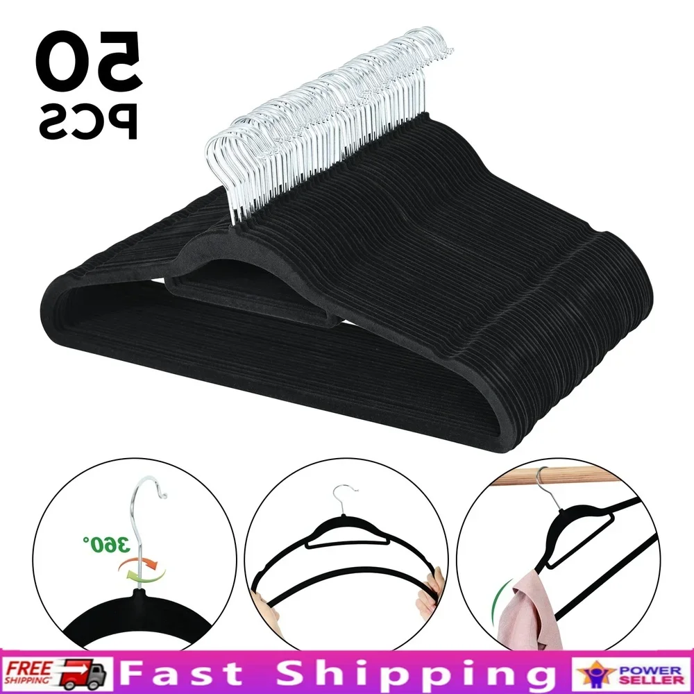 

Premium Velvet Hangers 50 Pack Non-Slip Durable Heavy Duty Coat Hangers 360 Degree Rotatable Hook Space Saving Closet Organizer