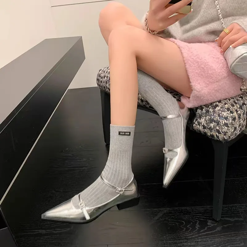 

New Womens Mary Jane Shoes Exquisite Pointed Tip Low Heels for Woman Fashion Lolita Casual Shoes Designer Shoes Zapatos De Mujer