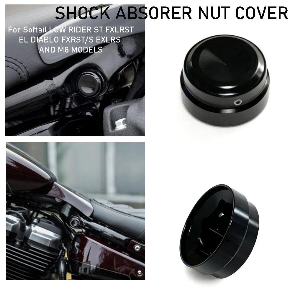 New Motocycle Black Shock Absorber Nut Cap Cover For Softail Low Rider ST FXLRST 2018-2026