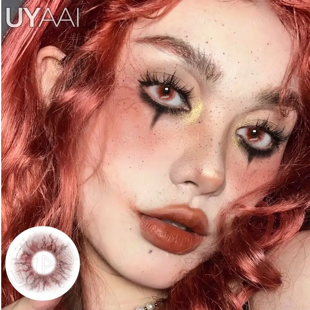 UYAAI 1 Paar Cosplay-Kontaktlinsen in roter Farbe, Halloween-Linsen für gruselige große Augen, verrückte rote Augen-Make-up-Linsen für Cosplay-Partys – Detail 8