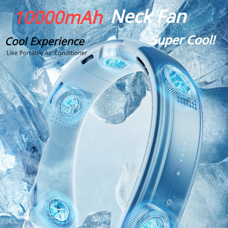 

New Portable Neck Fan Rechargeable Mini Neck Cooler 3 Speeds Cooling Wind 10000mAh Electric Ventilador for Home Camping Outdoor
