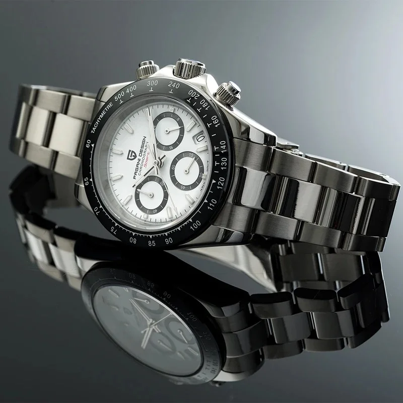 PD-1644 OS20 PAGANI DESIGN Mens Stainless Steel Watch, Tachymeter Bezel Sapphire Glass Chronograph Casual Male Wristwatch
