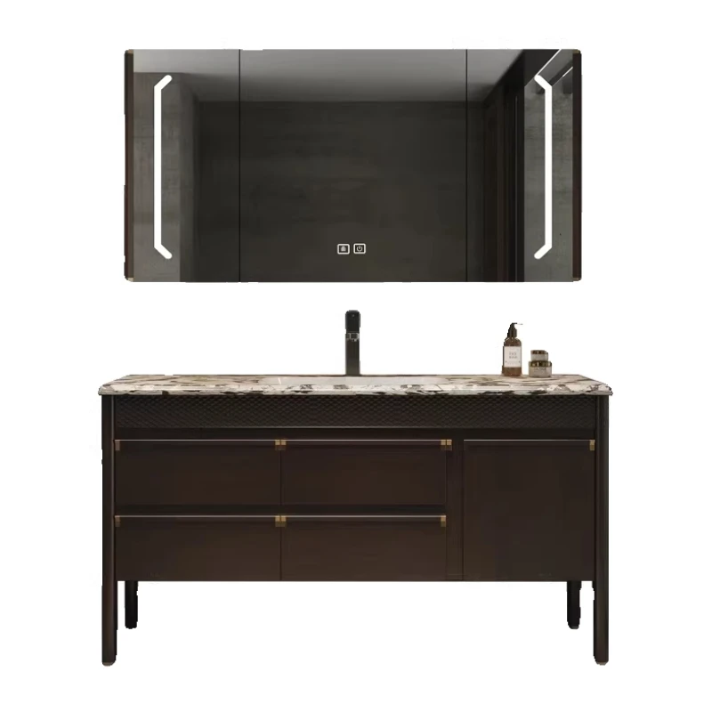 

New Chinese bathroom cabinet combination bathroom solid wood washbasin intelligent washbasin floor bathroom cabinet