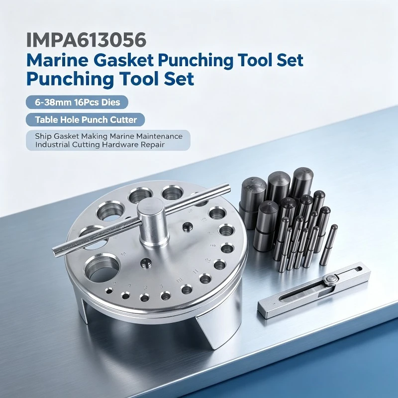 IMPA613056 Marine Gasket Punching Tool Set, 6-38mm 16Pcs Dies with Table Hole Punch Cutter for Ship Gasket Making