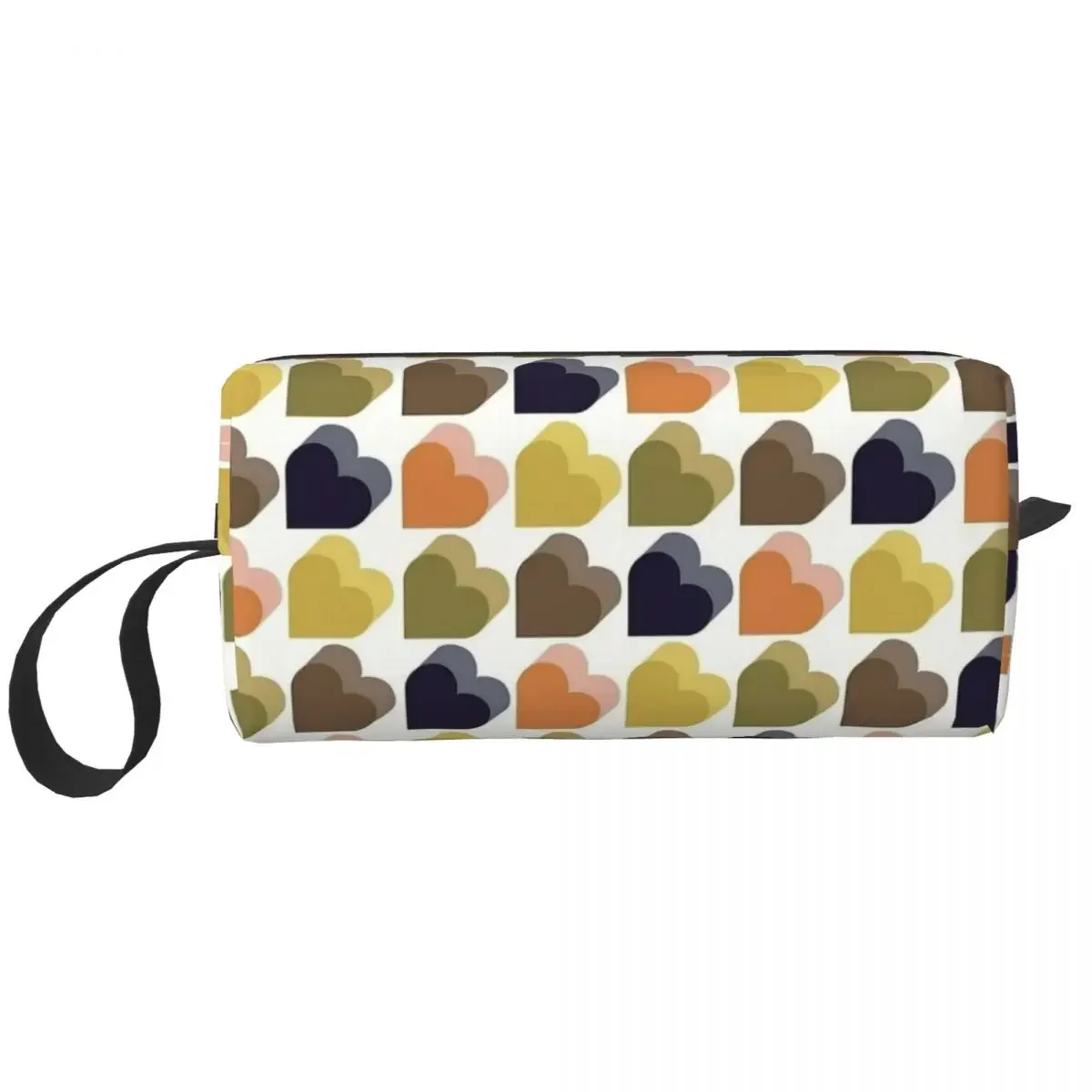 Amor corações multi orla kiely grande saco de maquiagem beleza bolsa de viagem sacos cosméticos moda retro organizador para unisex