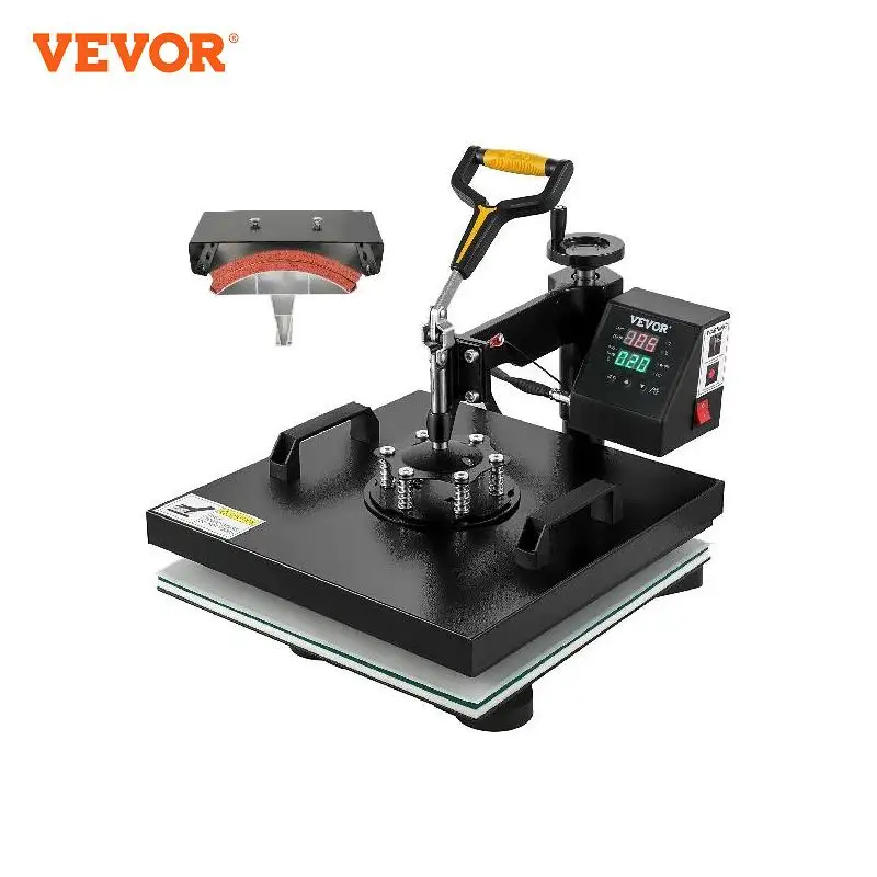 VEVOR 2In1 Heat Press Machine 38*38CM Multifunctional 360 Degree Swing-Away Digital Sublimation Printer Transfer DIY T-shirt Cap