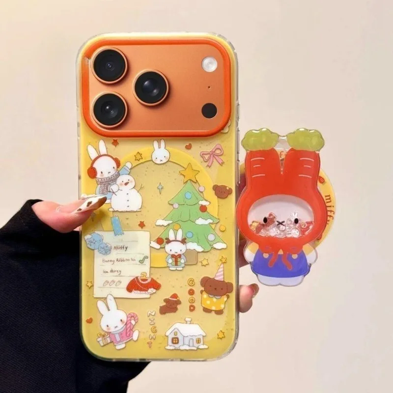 Cartoon Kawaii New Applicable To Apple Carrot Hood Shake Music Mobile Phone Case Bracket Anti-fall Good Quality Good Looks Miffy