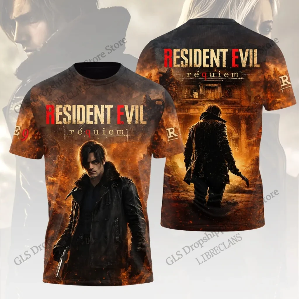 Sommer Neu Vintage Resident Evil 3D-Druck T-Shirt Herren Damen Mode Hip Hop Übergröße Streetwear Kurzarm Tops Tees Kinder – Detail 8
