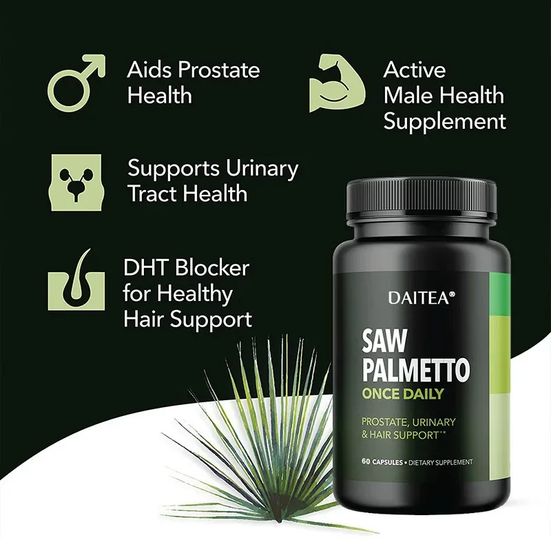 Daitea Saw Palmetto Extract | 120 Capsules | Non-GMO and Gluten-Free Formula | Saw Palmetto Berry | Urinary Tract Health