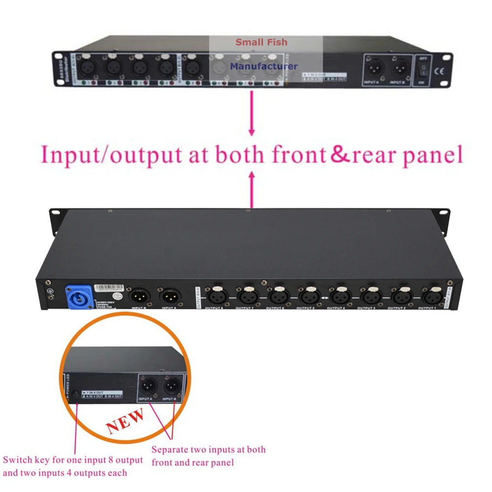 Imagem -04 - Yuer-stage Light Controller com Duas Entradas Way Splitter Amplificador de Sinal Leve Dmx Distribuidor Dmx512 Mais Novo