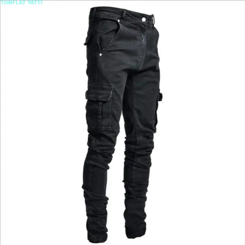 2025 New Denim Work Pants Men\'s Side Pockets Strong Labor Protection Pants Jeans Dirty-resistant And Wear-resistant