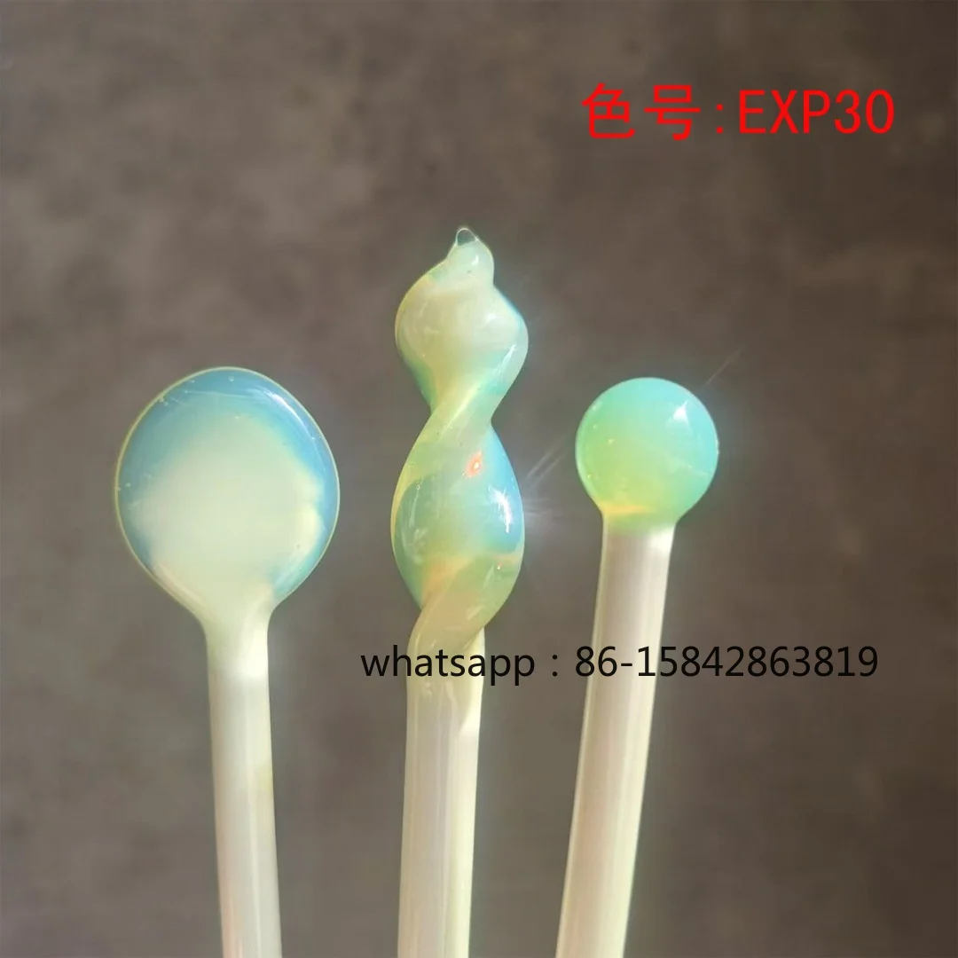 EXP30 Poseidon Yellow‑Green Pearl Lampwork High Borosilicate Glass Rod COE3.3 Set of Ten