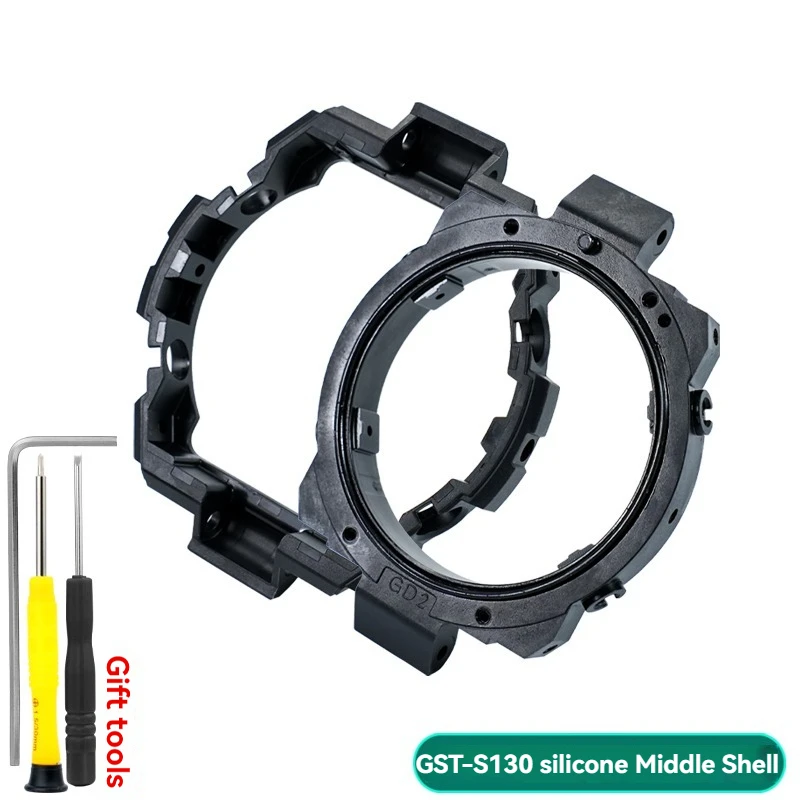 Für Casio GST-B100 GST-S130 Edelstahlgehäuse Mittleres Gehäuse Rückseitige Abdeckung Schrauben Metall Uhr Lünette Shell mit Werkzeuge Uhrenteile 4