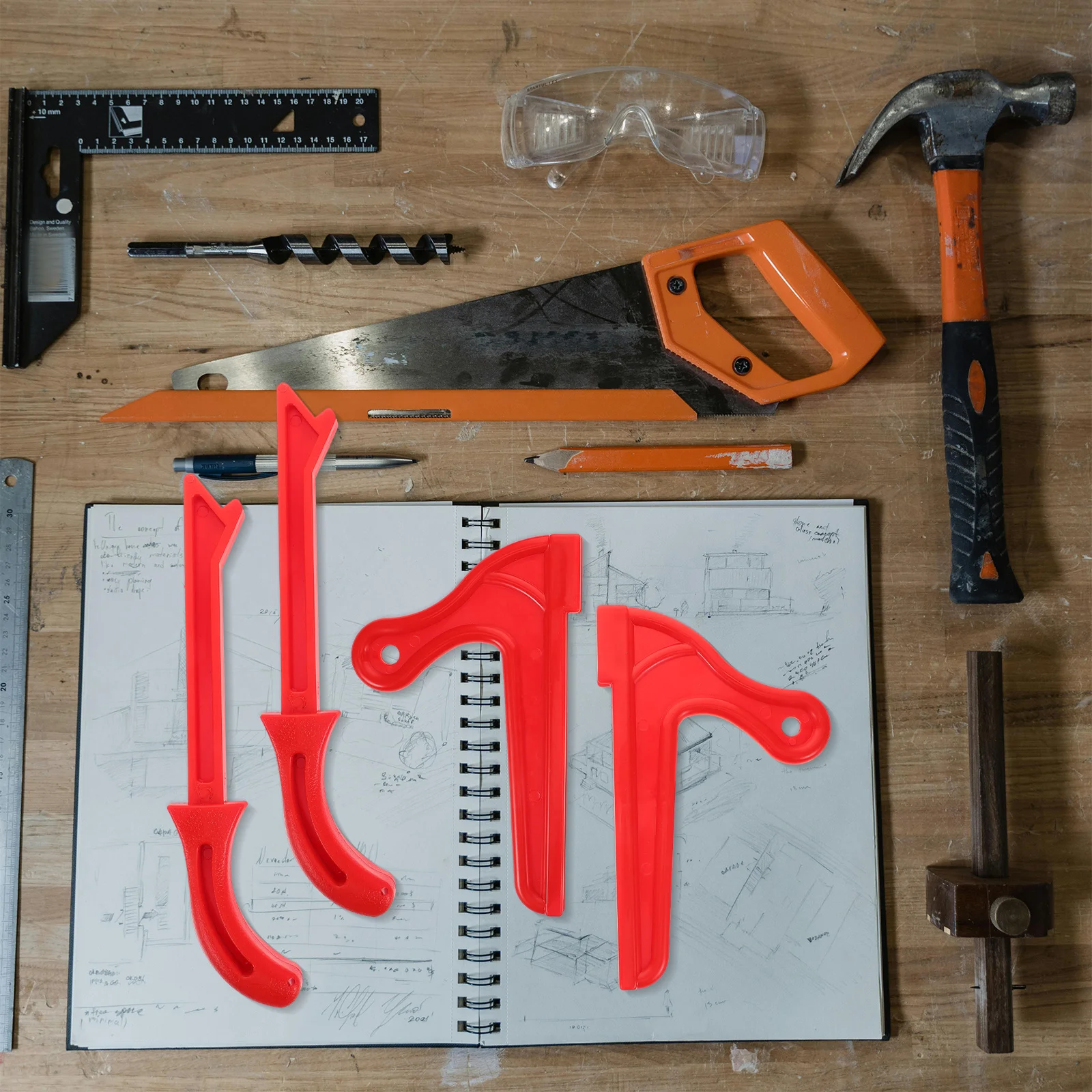 

4Pcs Safety Woodworking Push Stick Set Ergonomic Push Block for Table Saw Hand Protection Woodworking Tools Table Saw Set Bar