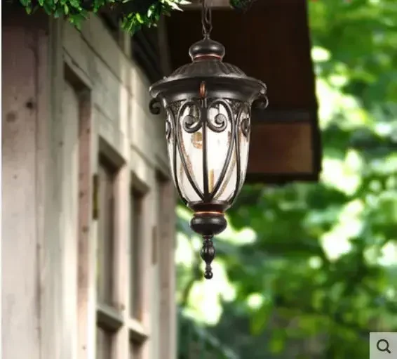 

European outdoor chandelier waterproof rust-proof garden landscape lamp aisle balcony door chandelier pure aluminum lamp