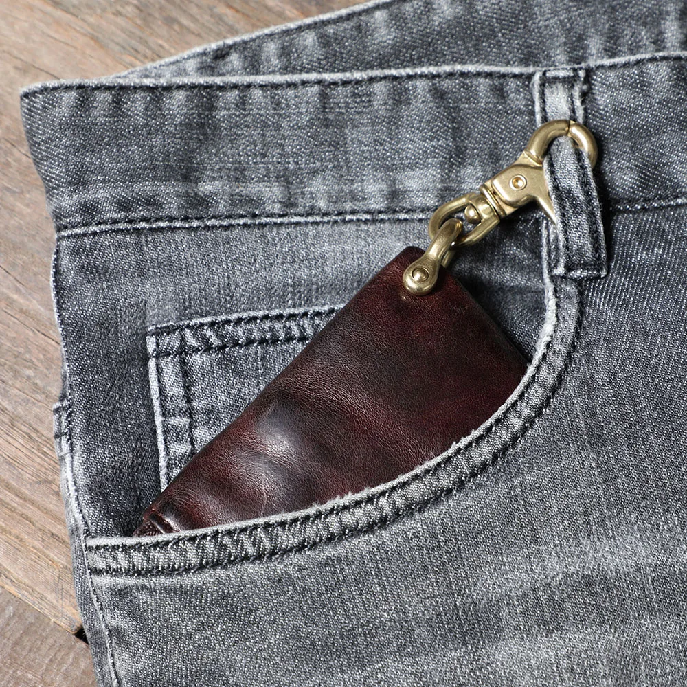S.WORKER Vollnarbenleder Vintage-Kartenhalter Retro Mini-Münzbörse Tragbare Tasche Kurze Geldbörse – Detail 18