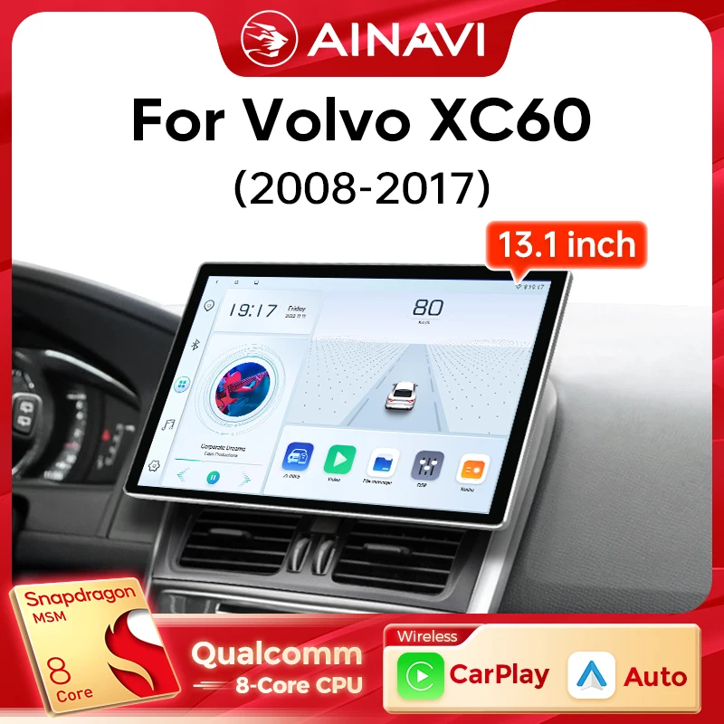 Ainavi 13,1 pulgadas Radio de coche para Volvo XC60 2008 2010 2013 2014 2017 inalámbrico Android Auto Carplay Autoradio reproductor Multimedia