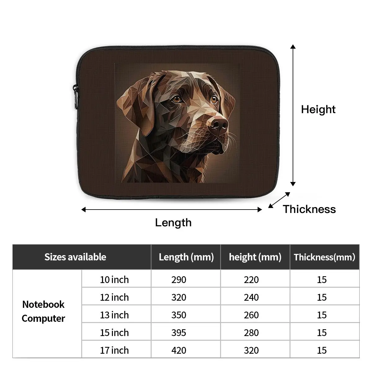 Geometric Choco A Chocolate Labrador Artwor Notebook Laptop Bag 10 12 13 15 17 Inch Notebook Tablet Shockproof Case Bag
