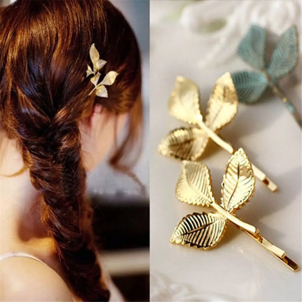 Elegant Metal Hair Accessories Bobby Pin Barrettes Leaf Shape Bride Hairpins Women Hair Clip