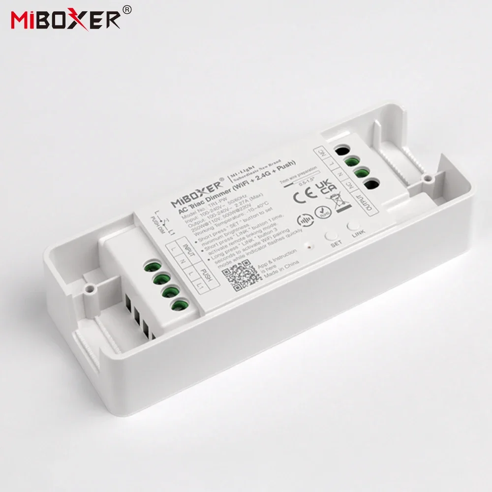 Miboxer TRI-PW 500W AC Triac Dimmer (WiFi+2.4GHz + Push) Brightness Adjustable Tuya Google Home Alexa Triac Dimmable LED Lamps