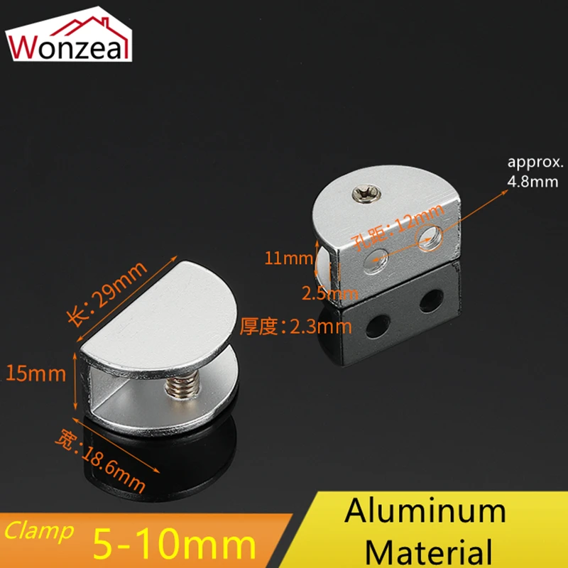 

Полукруглый Стеклянный зажим 5-10 мм, держатель для полок, соединительный элемент, угловой кронштейн, алюминиевые зажимы, крепежная опора, мебельная фурнитура