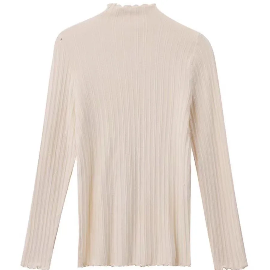 نصف عالية الرقبة محبوك سترة علوية سليم صالح طبقات قاعدة طبقة الخريف/الشتاء 2025 جديد وصول المرأة ملابس حرارية عصرية #5