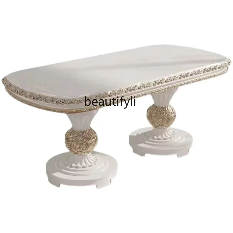 

New Arrivals French Court Solid Wood Dining Table and Chair Oval Carved Dining Table Modern Minimalist Living Room Dining Room