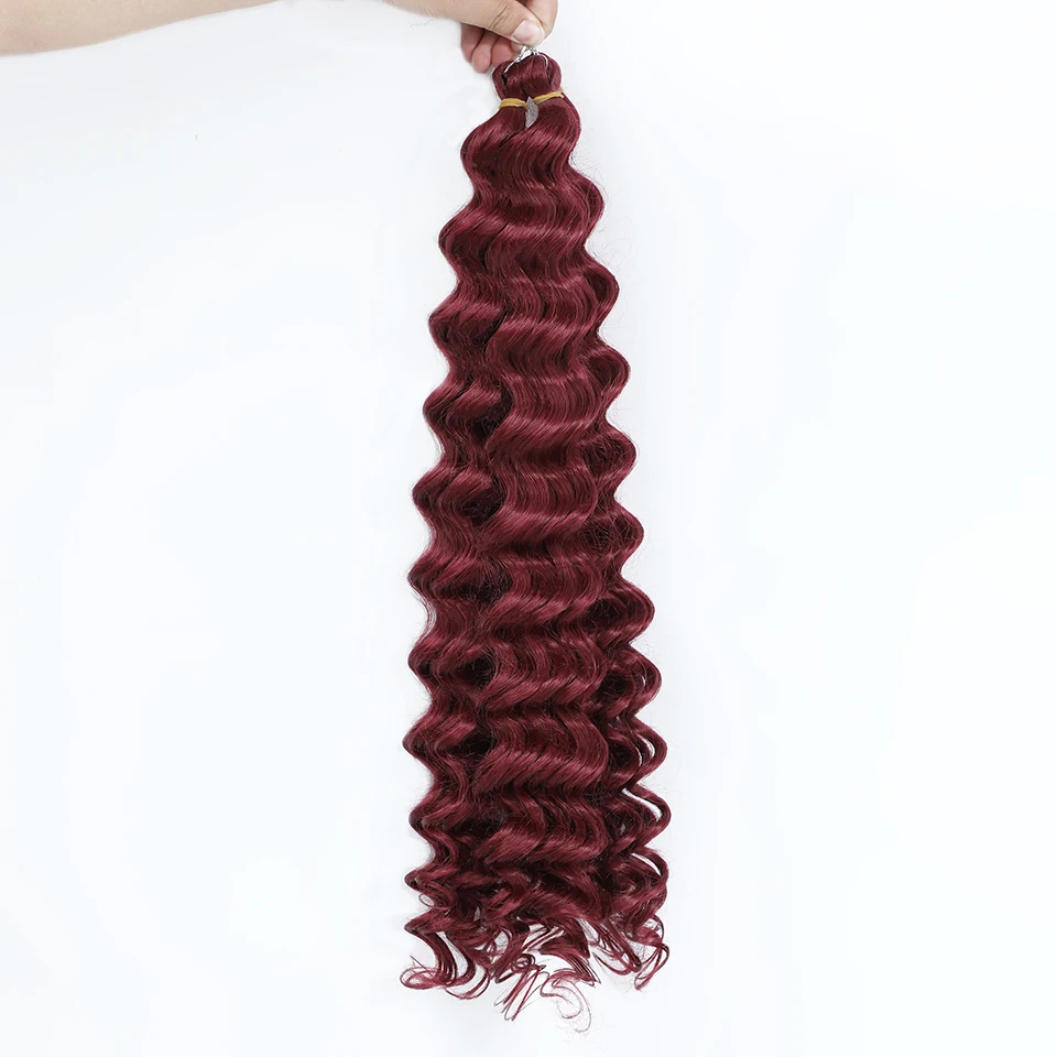 Tiefe Welle Twist Flechten Haarverlängerungen für Frauen Hochwertige synthetische Häkelzöpfe Haar 24 Zoll Ombre Bug Braun Afro Locken – Detail 25