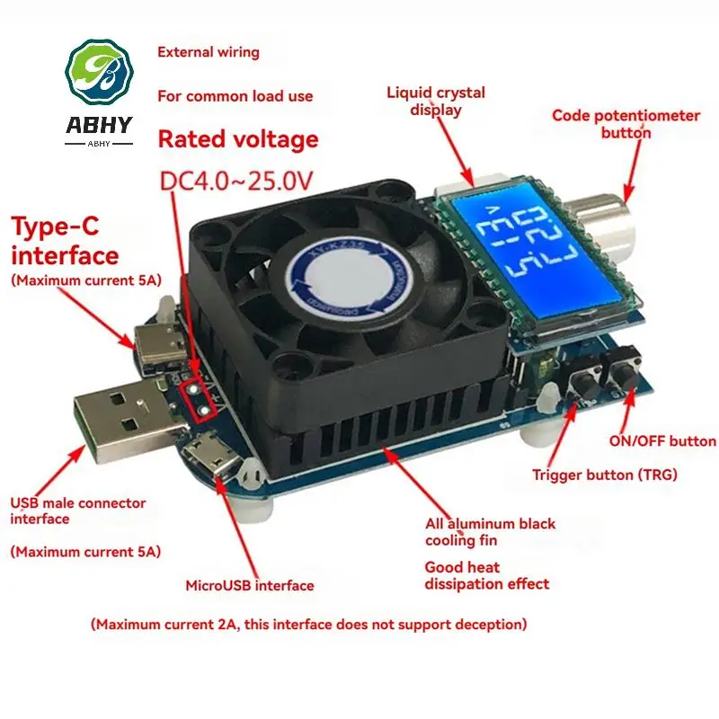 

ABHY-Usb Electronic Load Adjustable Constant Current Aging Resistor Battery Voltage Capacity Tester Voltmeter