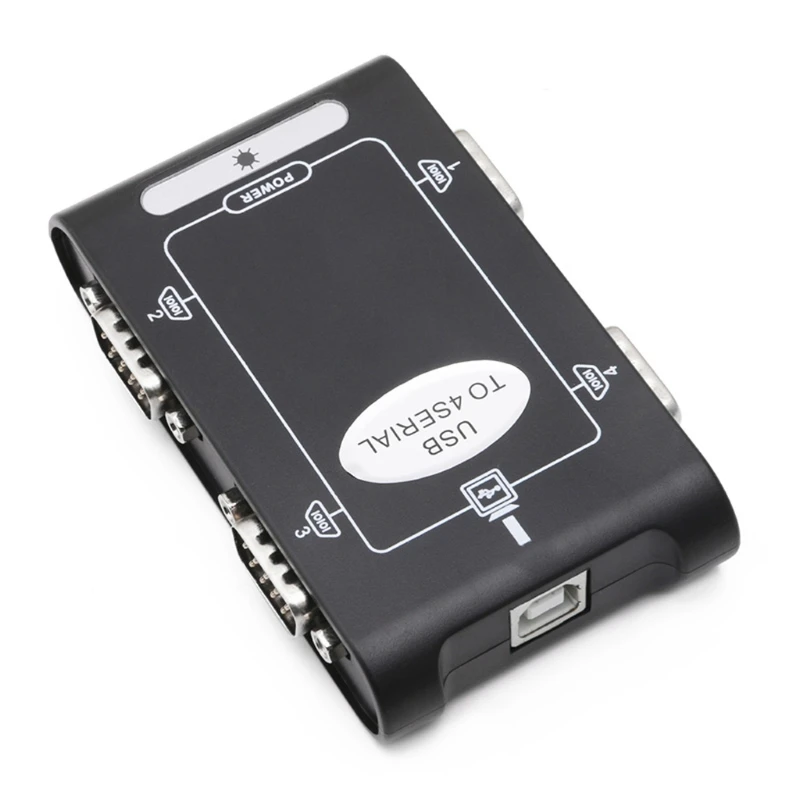 CPDD 9-Pin USB 2.0 auf 4 Ports RS232 Seriell DB9 COM Controller Anschlüsse Adapter Hub – Detail 9